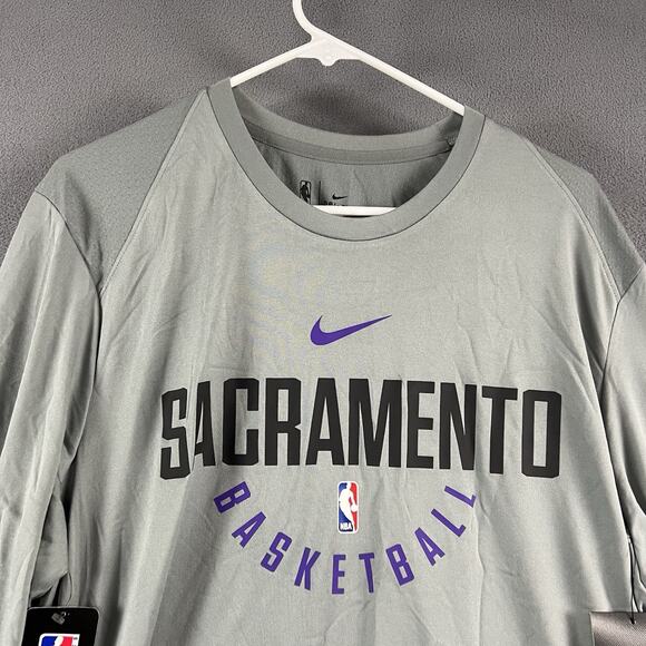 Nike Shirt Mens XL Tall Gray Sacramento Kings Dri-Fit Long Sleeve Team Issued - Picture 2 of 10